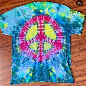 Handmade tie dyed peace sign shirt! Front and back